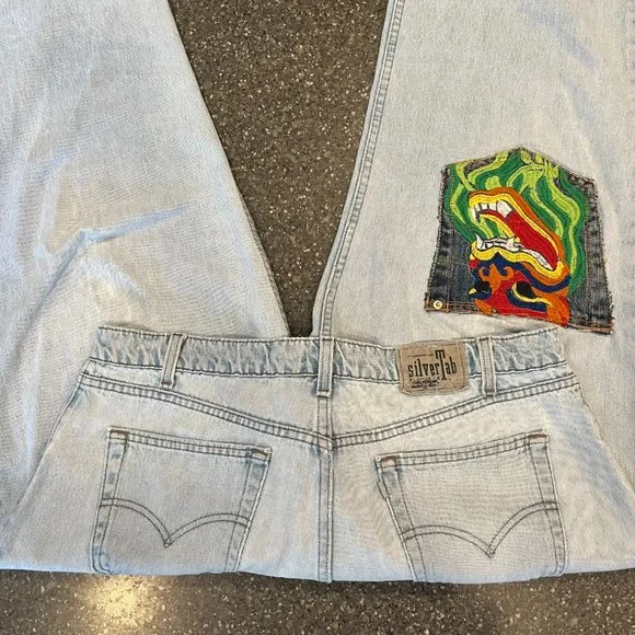 Levi's Loose SilverTab 40x32 Jeans with pocket patch front and back
